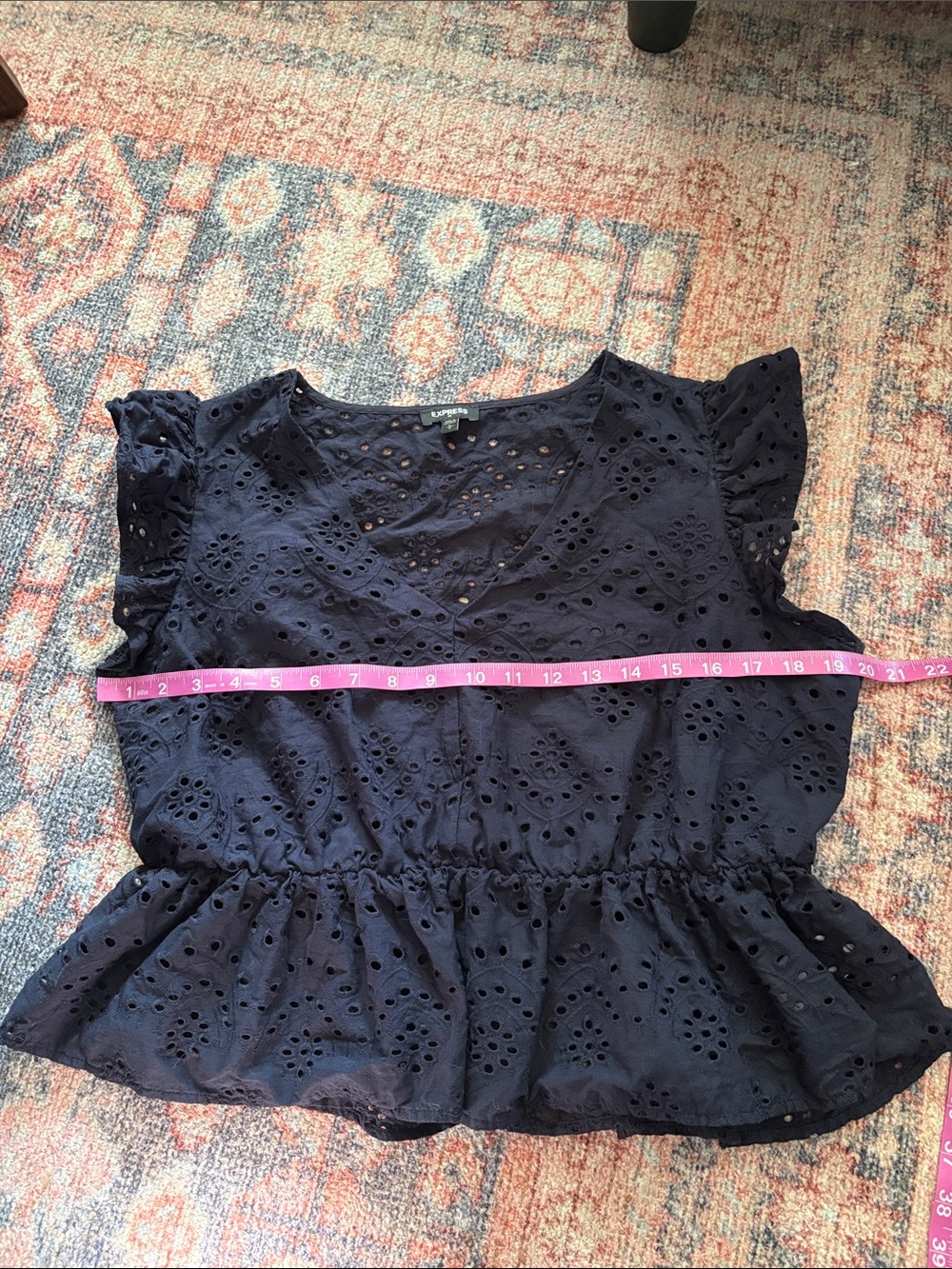 Express  Peplum Top with Flutter Sleeves size large